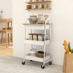 Rolling Utility Cart With Mesh Baskets For Kitchen | White