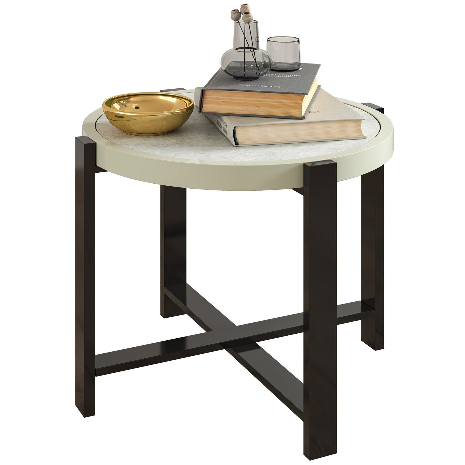 60cm Round Garden Table, Light Grey