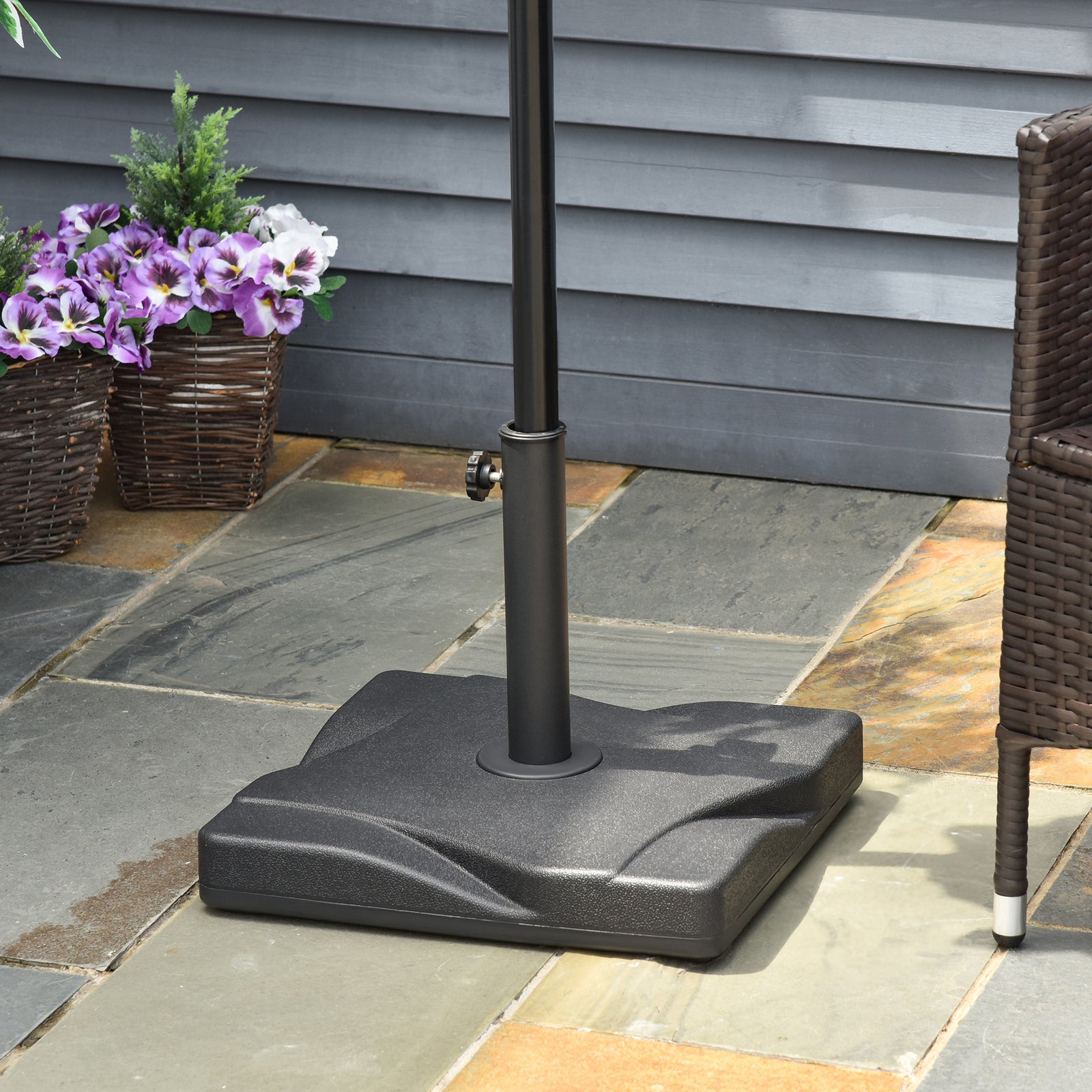 Garden Parasol Base Stand Square Fits Φ32mm, Φ38mm, Φ48mm