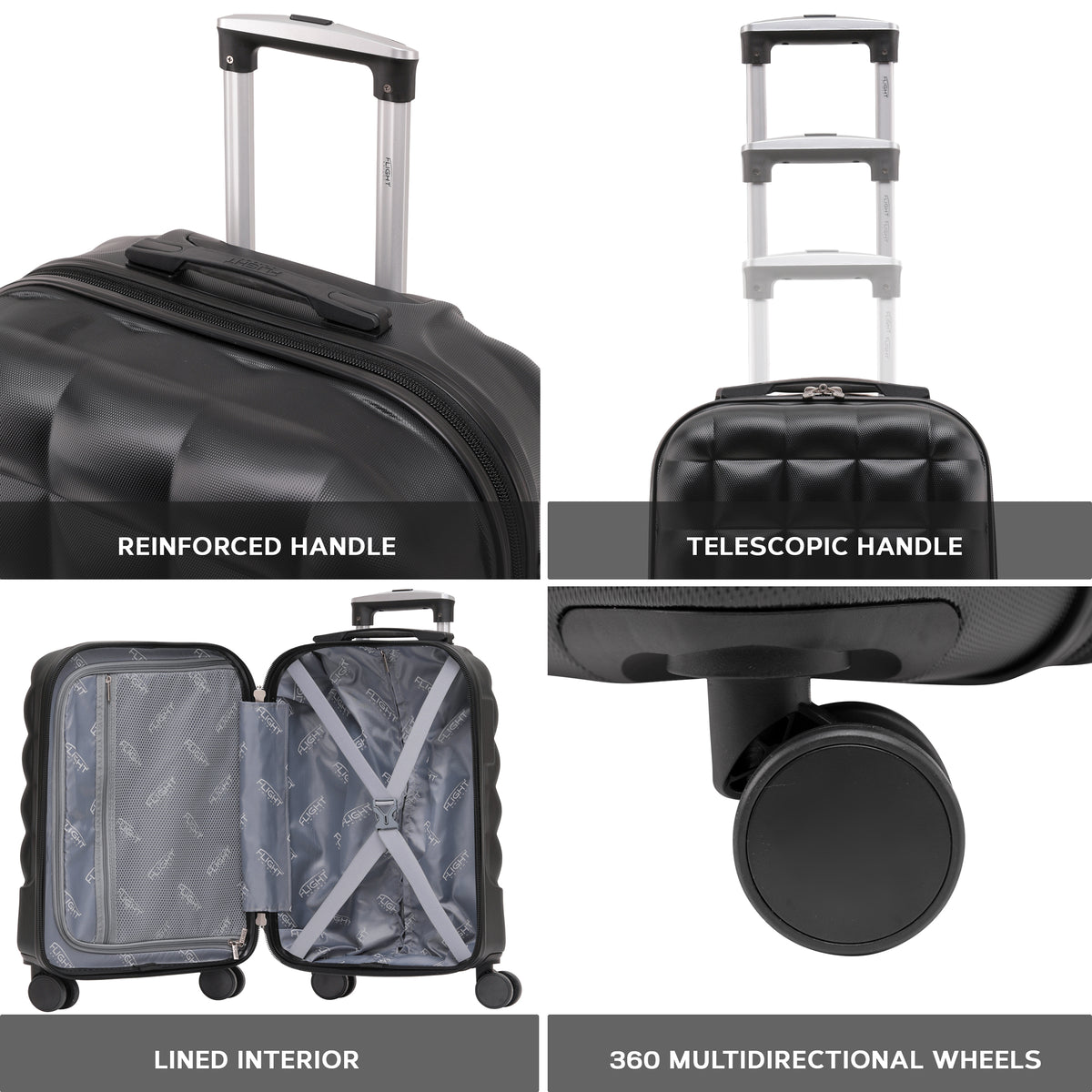 Set Of 3 Hard Case Bubble Design Check-in Size Suitcases Hold Luggage - Overhead Cabin Bag With Medium & Large Check-in 20kg+ Hold Suitcase | Set of 3 | Black