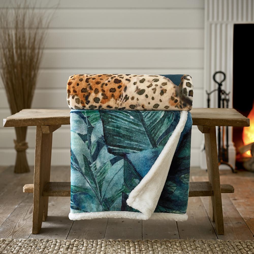 Cheetah Printed Throw With Faux Fur Back