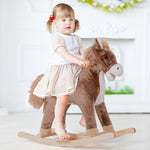 Kids Rocking Horse Wooden Plush Age 3+ Children Ride On Toy Rocker Baby