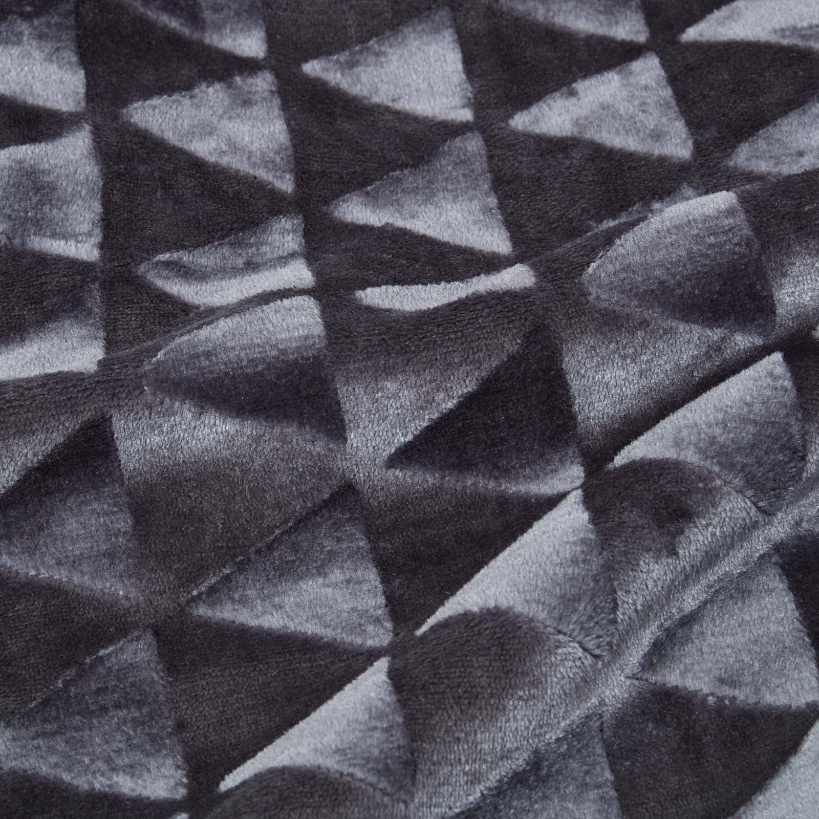 Geometric Triangle Velvet Throw | 200cm x 230cm | Dark Grey