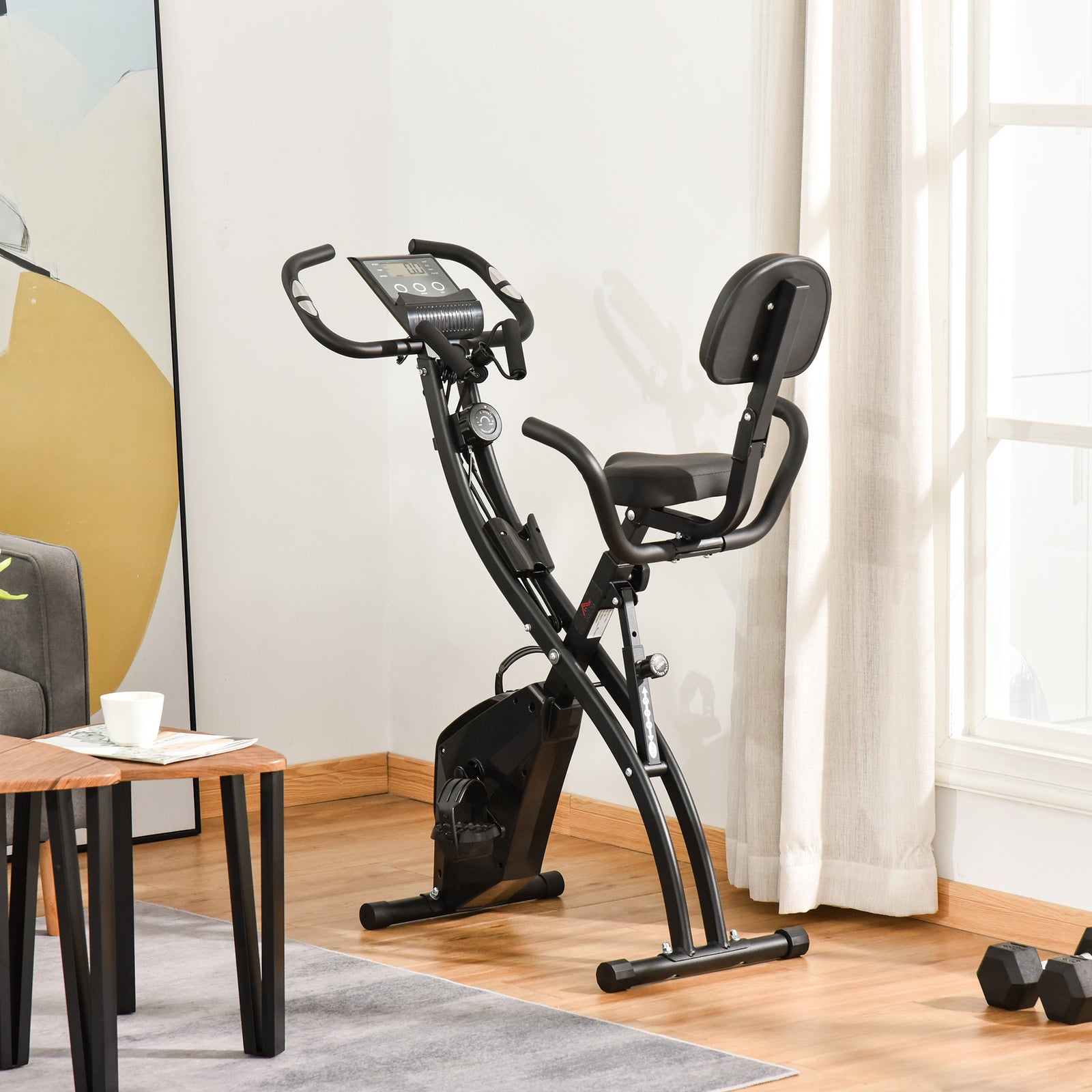 2-in-1 Folding Exercise Bike Upright Cycling Machine | Black