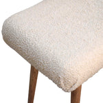 Solid Wood Boucle Cream Curved Bench