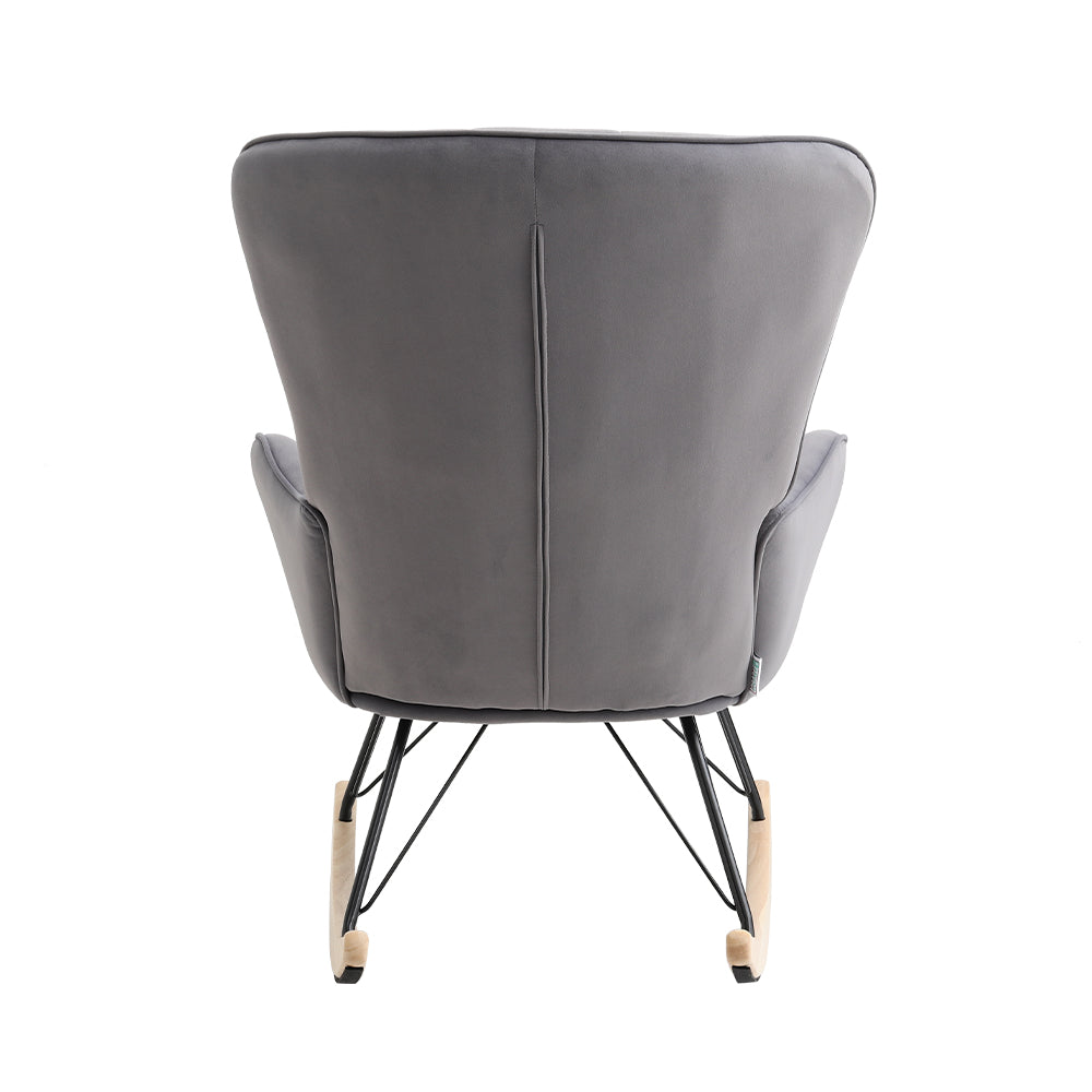 Modern Upholstered Rocking Chair For Living Room Bedroom | One Size | Grey