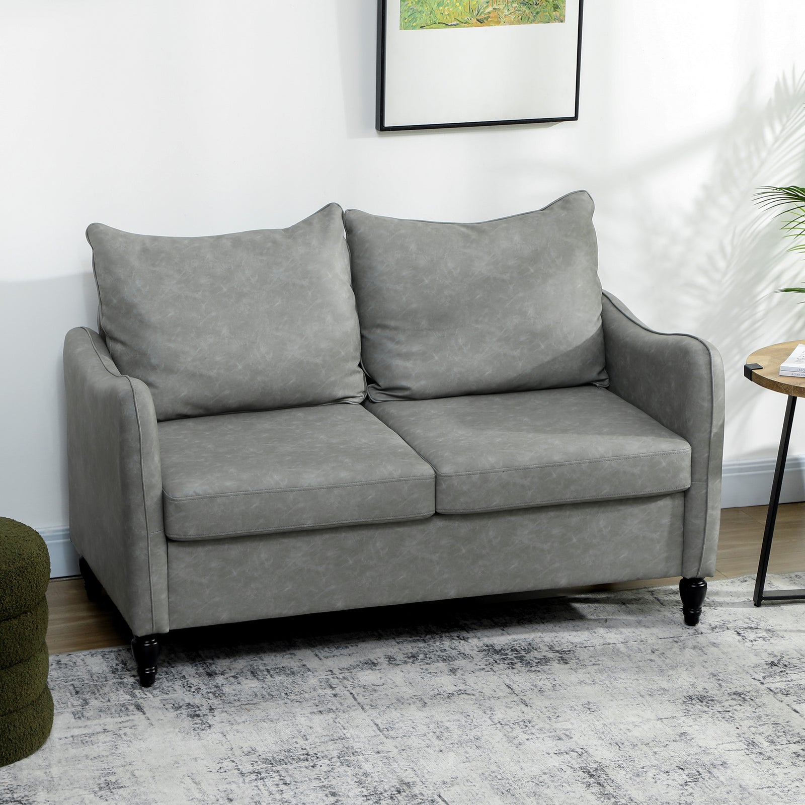 Two-seater Sofa, Modern Small Sofa With Solid Wood Legs | Grey