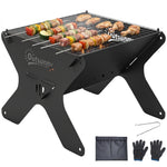 2-in-1 Portable Bbq Grill And Camping Fire Pit With Gloves