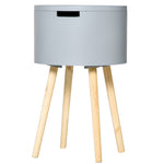 Side Table Wood Nightstand W/ Hidden Storage Space | Gray