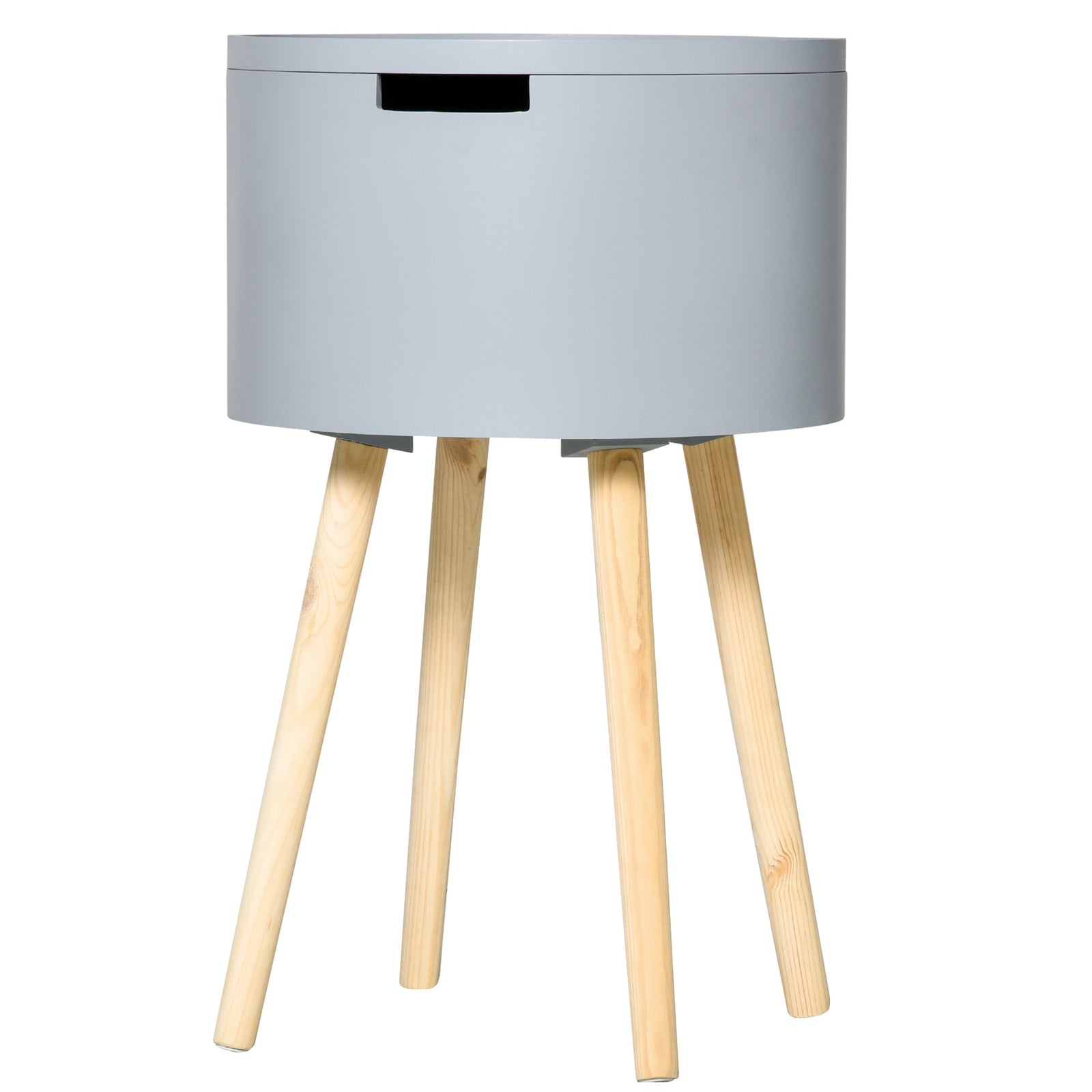 Side Table Wood Nightstand W/ Hidden Storage Space | Gray