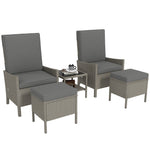 5 Pcs Rattan Garden Furniture Set W/ Cushions | Dark Gray