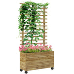 Wooden Planter Box With Trellis Natural