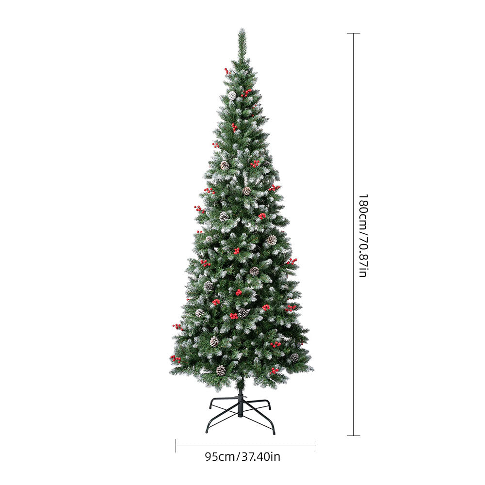 Snow Flocked Christmas Tree With Foldable Metal Stand | 6ft | Green