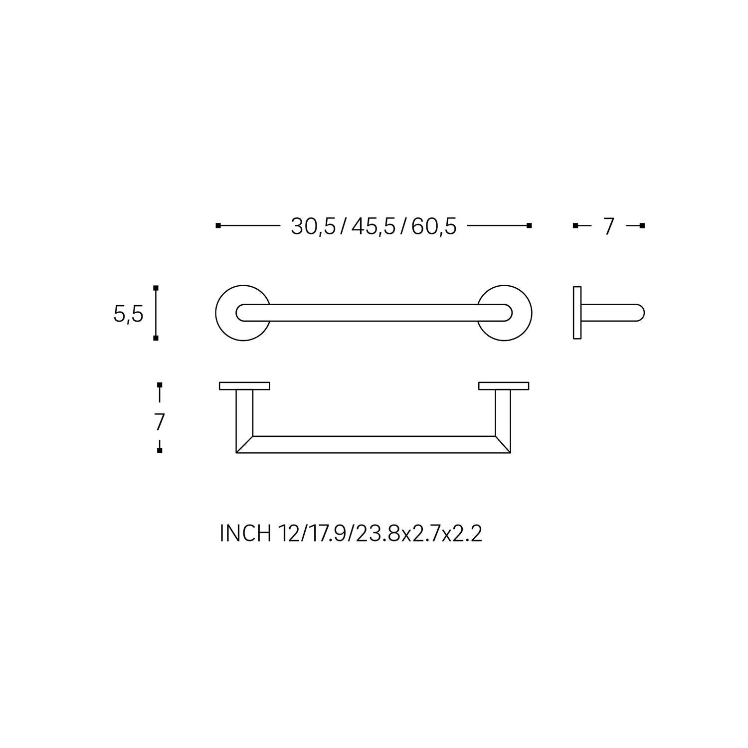 Towel Rail, Self-adhesive, Polished Chrome, 45,5 Cm. Collection Duo Round