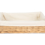 Wicker Cotton Lined Straight-sided Rectangular Tray | Medium | Brown