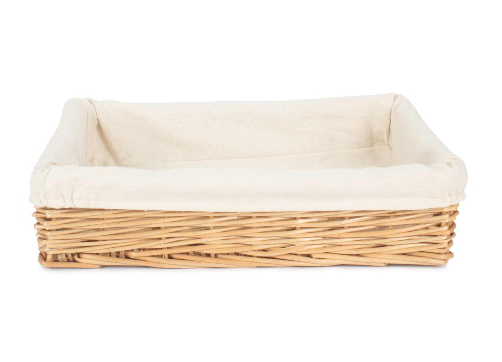 Wicker Cotton Lined Straight-sided Rectangular Tray | Medium | Brown