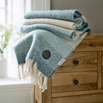 Rossendale Soft Jacquard 130x170cm Fringed Throw Blanket | 130cm x 170cm | Blue