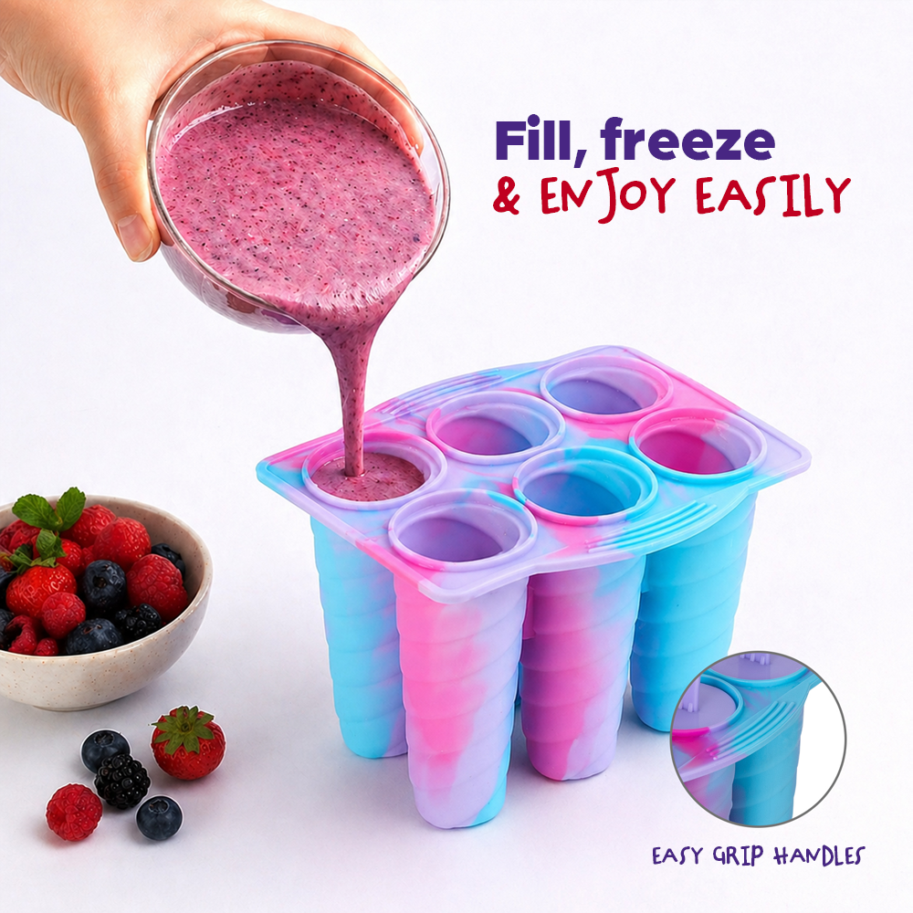 Bpa Free Spiral Ice Pop Mould With 6 Sticks Pink