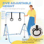 Adjustable Height Foldable Kids Gymnastics Bar With Non-slip Mats | Blue
