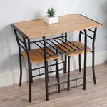 Live Edge Compact Dining Set, Table & 2 Chairs, W80 X D53cm | Black
