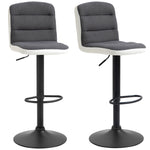 Bar Stools Set Of 2 Adjustable Upholstered Dark Grey
