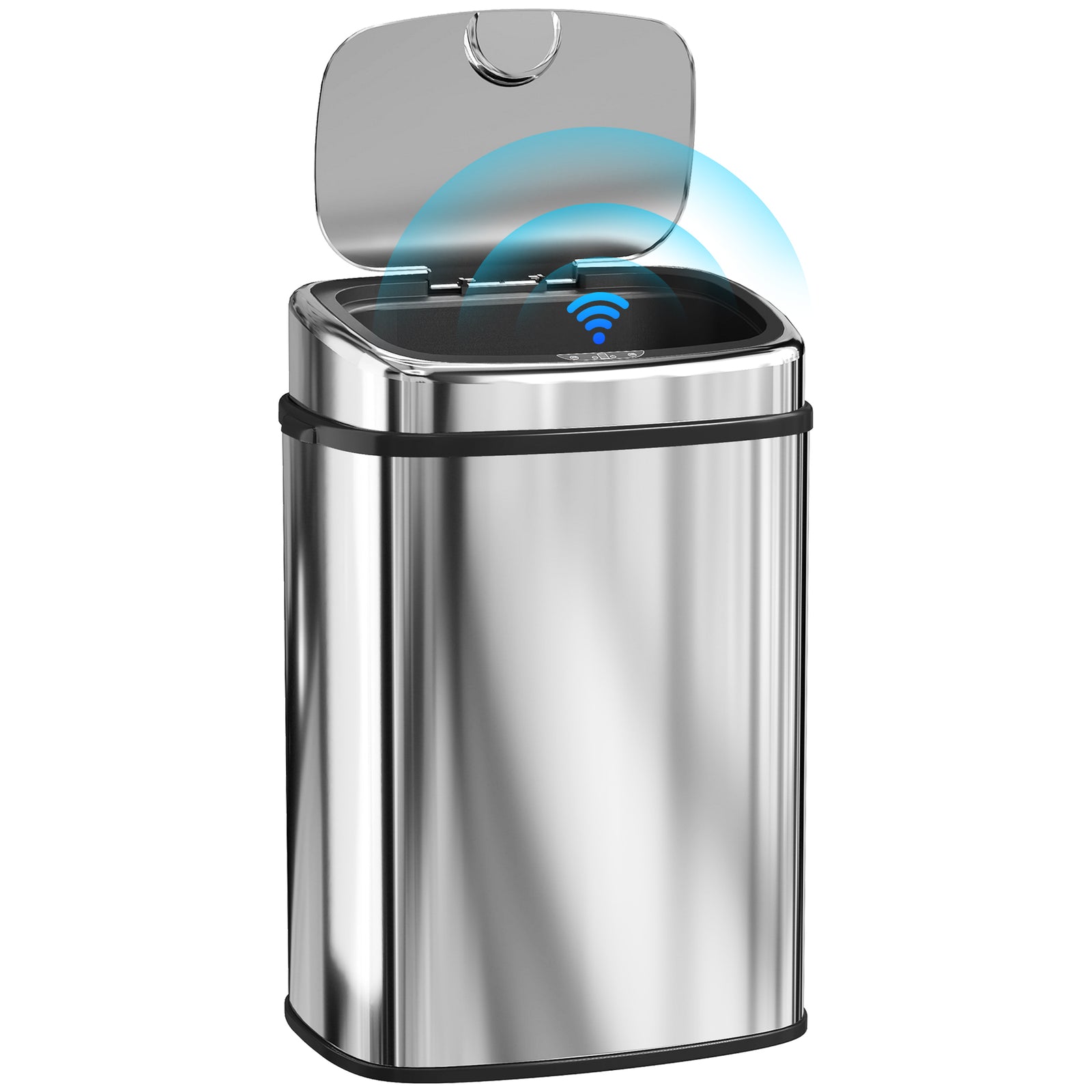 HOMCOM 50L Sensor Bin with Soft-Close Lid Automatic Kitchen Bin Silver Tone