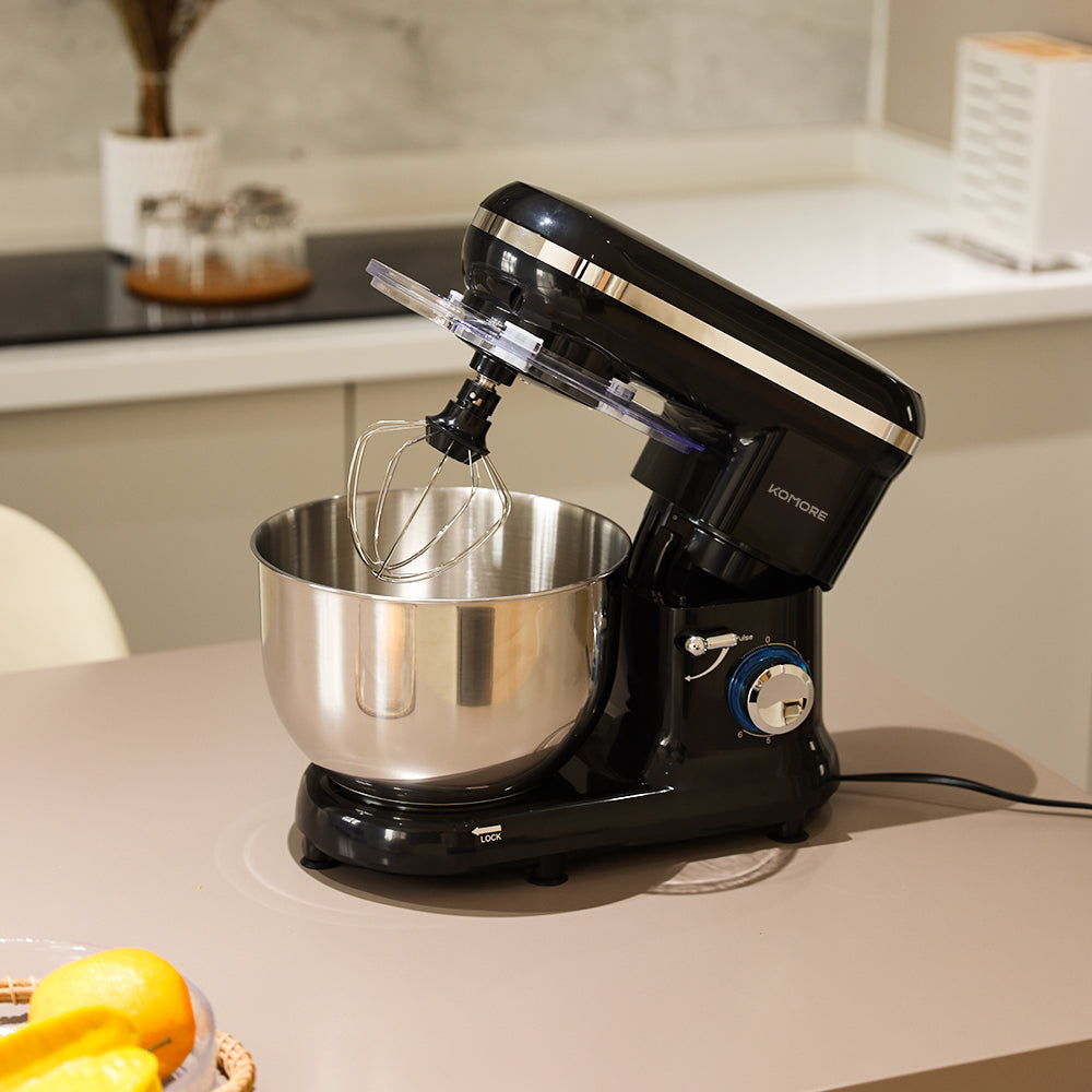 1400w 5.5l Household Stand Mixer With Stainless Steel Bowl, 6-speed Tilt-head Design – Includes Whisk, Beater & Dough Hook