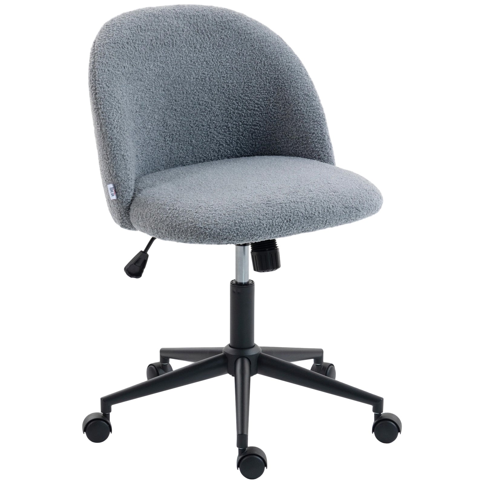 Desk Chair, Fluffy Swivel Office Chair For Makeup Vanity | Charcoal Grey
