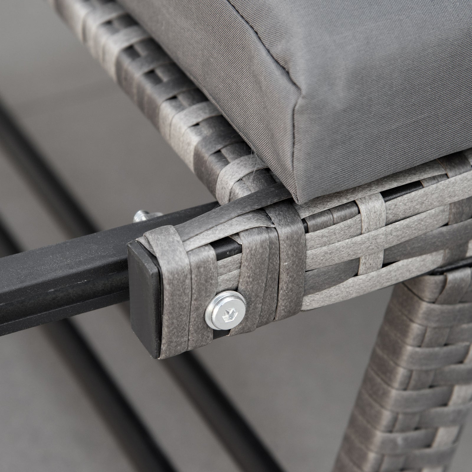 2 In 1 Rattan Folding Daybed Sofa Garden Chaise Lounger | Gray