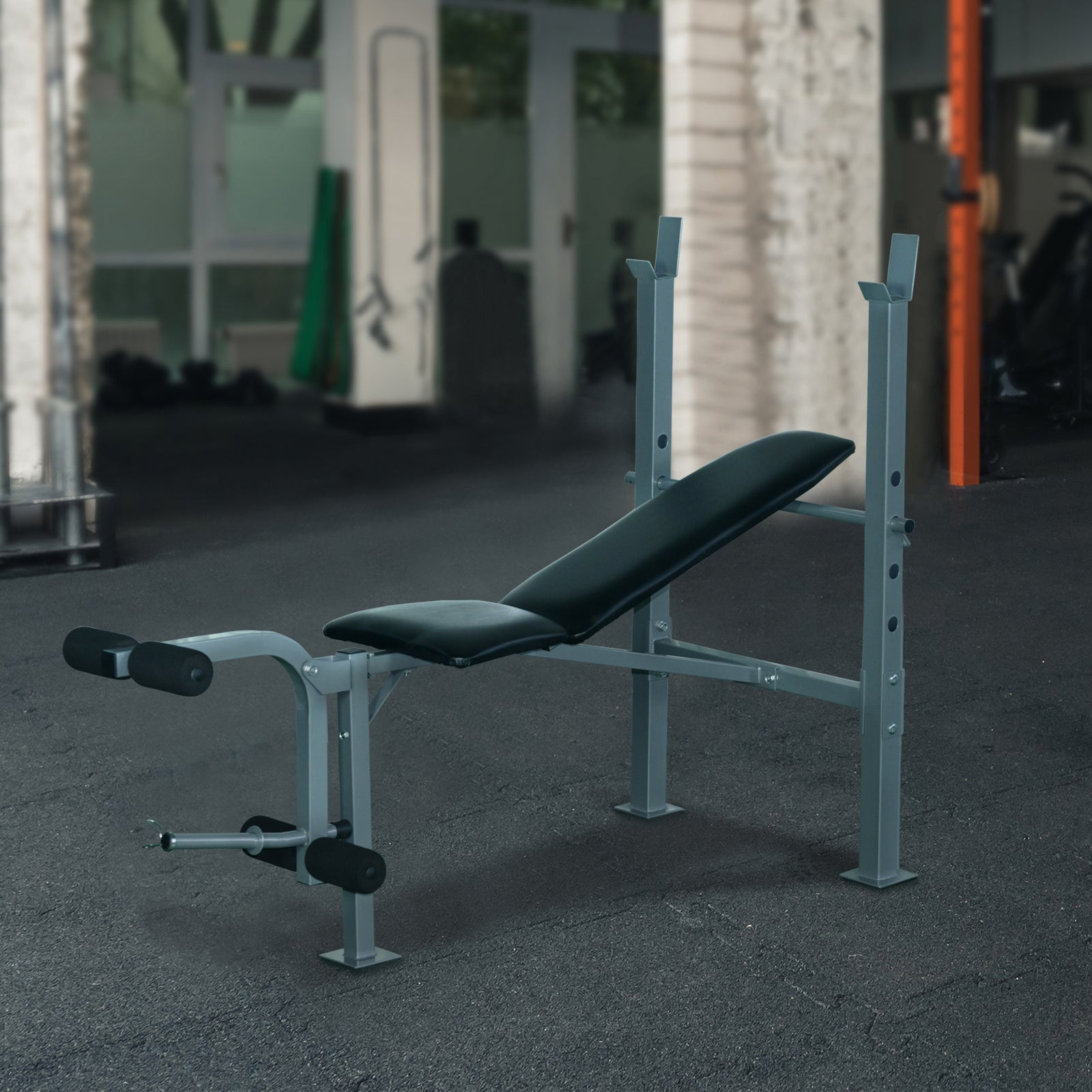 Adjustable Weight Bench With Barbell Stand, Home Gym