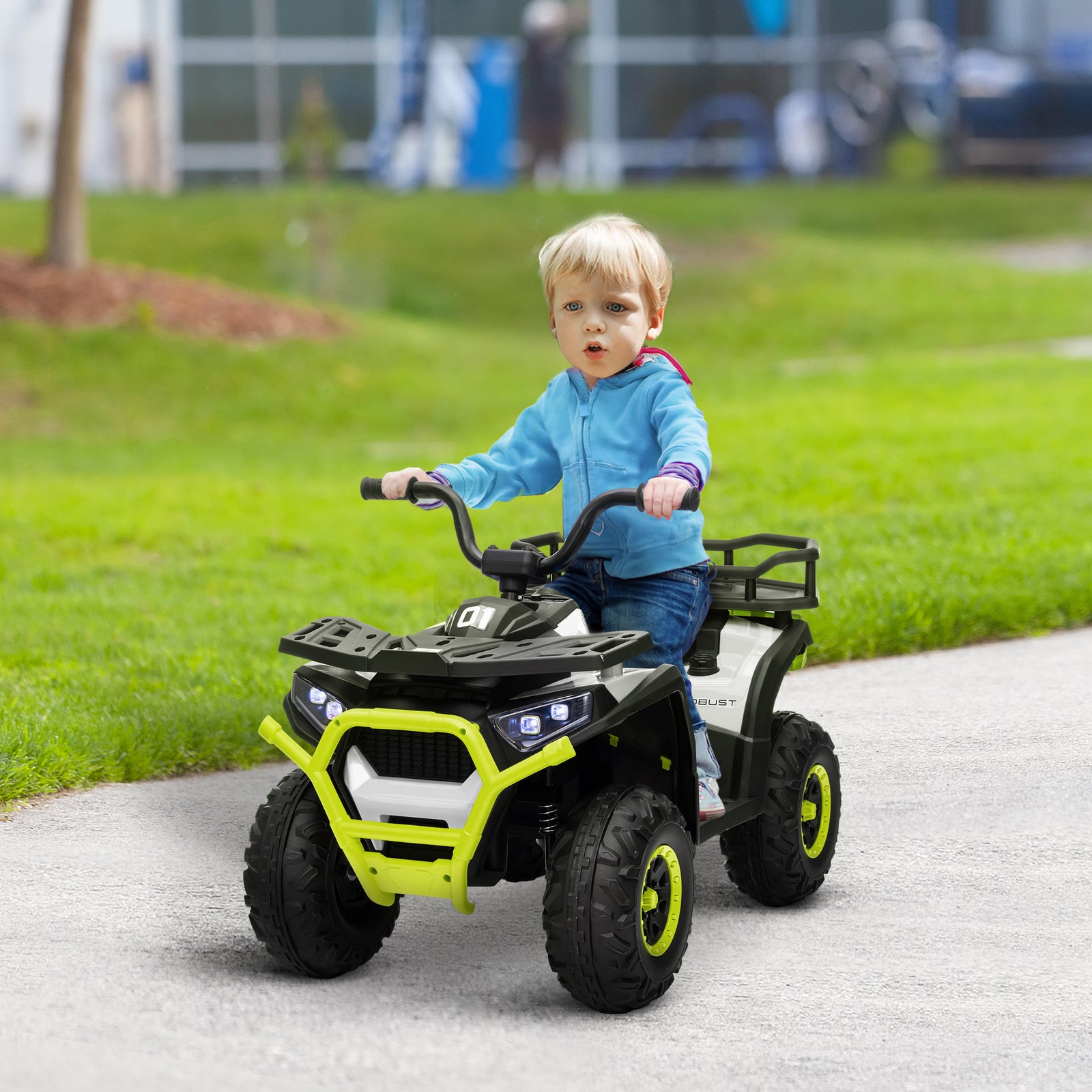 12v Kids Electric Ride On Atv W/ Spring Suspension, Storage Basket | Green