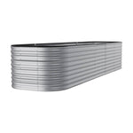 Raised Garden Bed Kit Oval-shaped Galvanized Steel Raised Garden Bed Raised Planter Box Outdoor | Large | Galvanized Silver