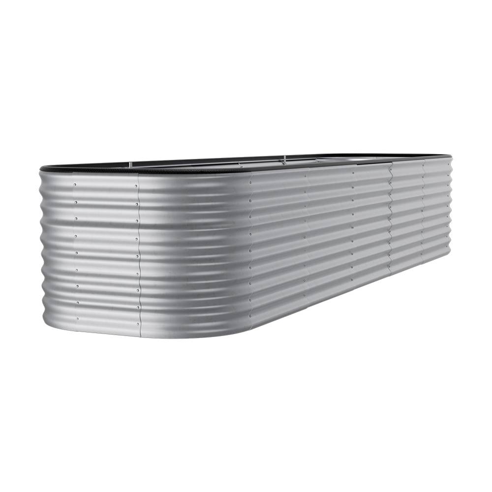 Raised Garden Bed Kit Oval-shaped Galvanized Steel Raised Garden Bed Raised Planter Box Outdoor | Large | Galvanized Silver
