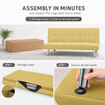 Britney Linen Sofa Bed 3 Seater | Yellow