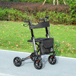 4 Wheel Rollator Walker With Seat And Bags Adjustable | One Size | Silver