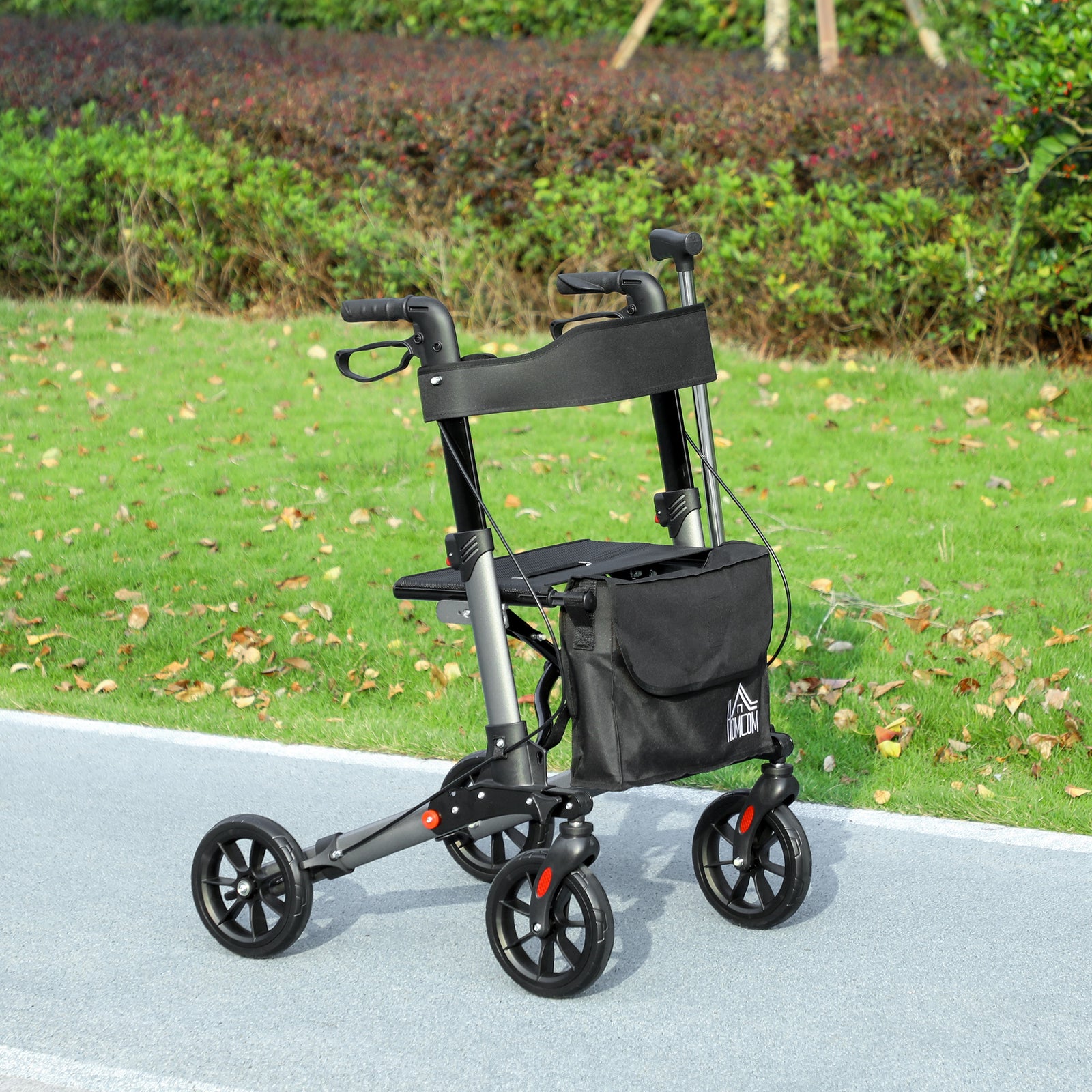 4 Wheel Rollator Walker With Seat And Bags Adjustable | One Size | Silver
