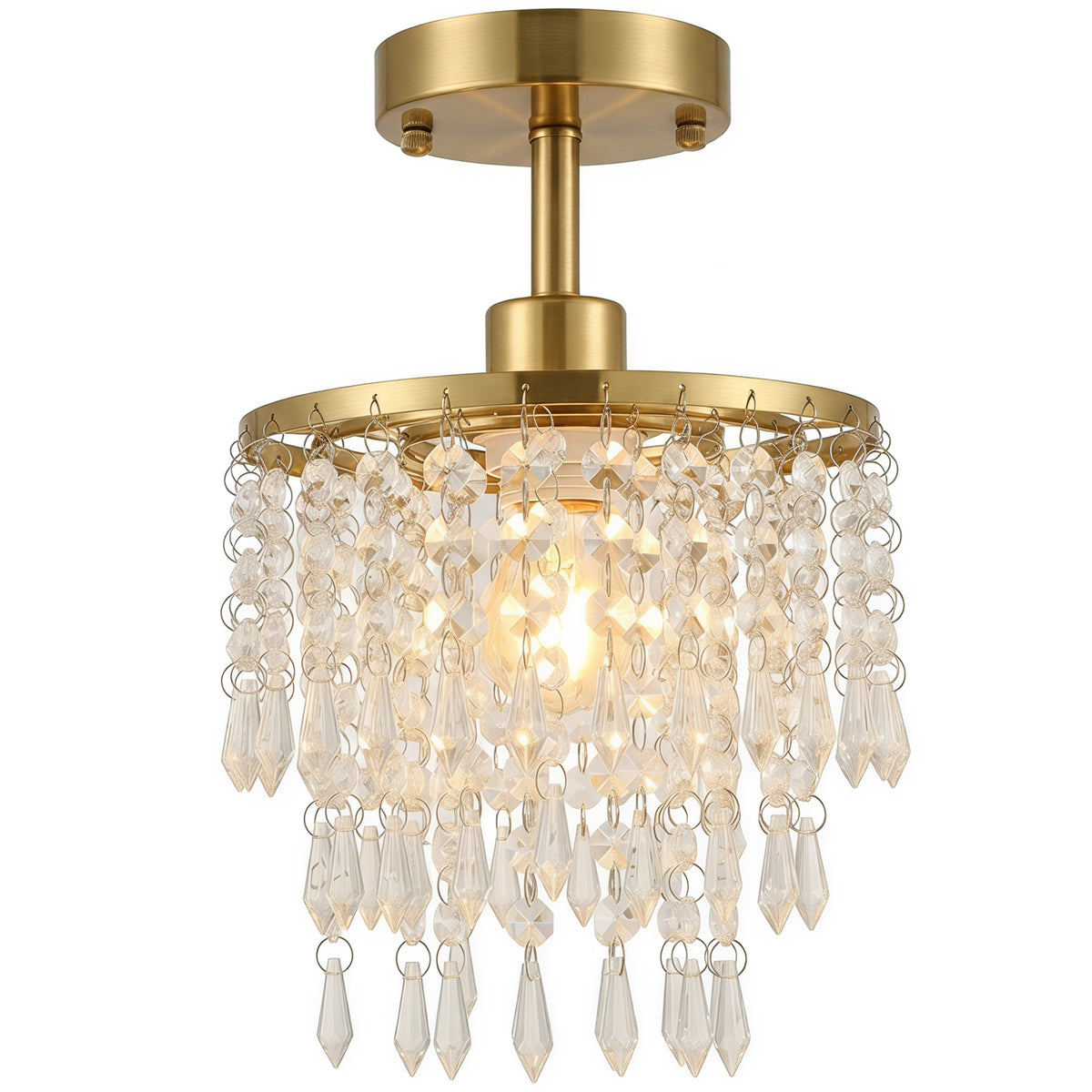 Crystal Ceiling Light With 57 Crystal Strands | Gold