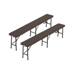 Set Of 2 Rattan Plastic Outdoor Folding Bench Black/brown | One Size | Brown