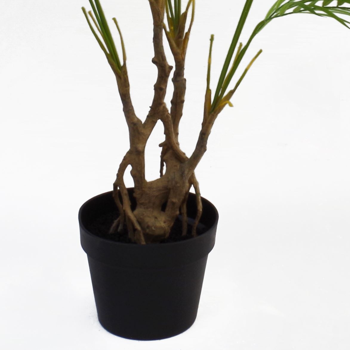 90cm Artificial Areca Palm Plant Twisted Detail Trunk Silver Metal
