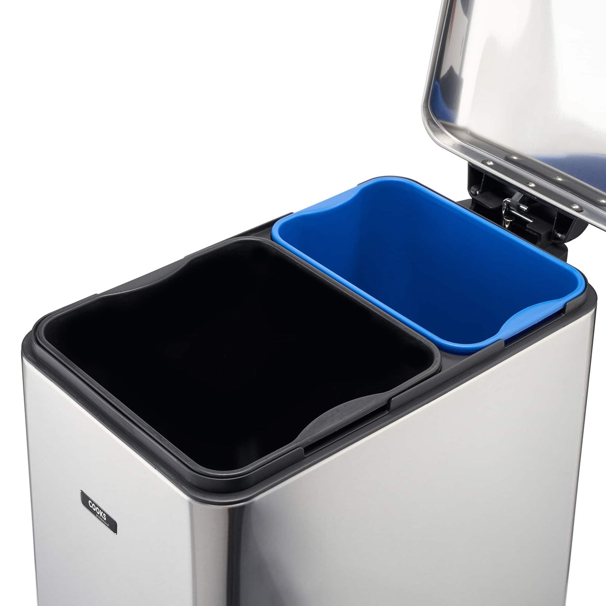 Slimline Dual Compartment Pedal Bin 50l | 50l | Silver