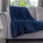 Blanket Throw Soft Faux Fur 160 X 130cm Fleece Overblanket Fluffy Blanket  For Sofa & Beds | L | Blue