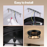 Emitto Ceiling Lights E27 Metal Cage 90° Adjustable Heads Kitchen Fixture Black