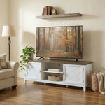 HOMCOM Farmhouse Tv Unit For Tvs Up To 42 Inch, Entertainment Centre, White