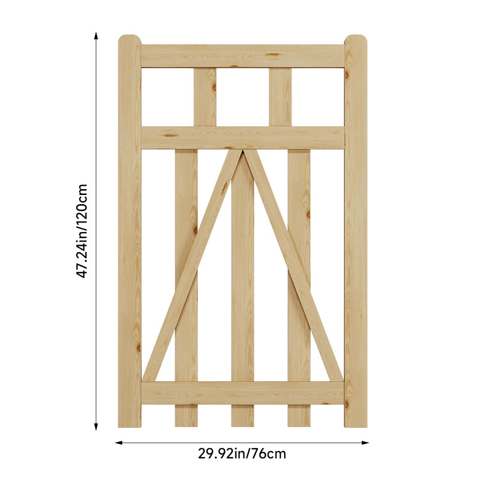 76cm/90cm/120cm Wx120cm H Classic Wooden Garden Gate With Lock Natural Finish, Vertical Slat Design | Small | Natural