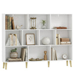 HOMCOM Bookshelf With 10 Cubbies, 3-tier Book Shelf With Wood Legs