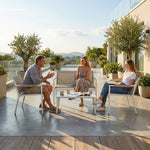 4 Seater Garden Furniture Set, Metal Garden Sofa Set | Brown