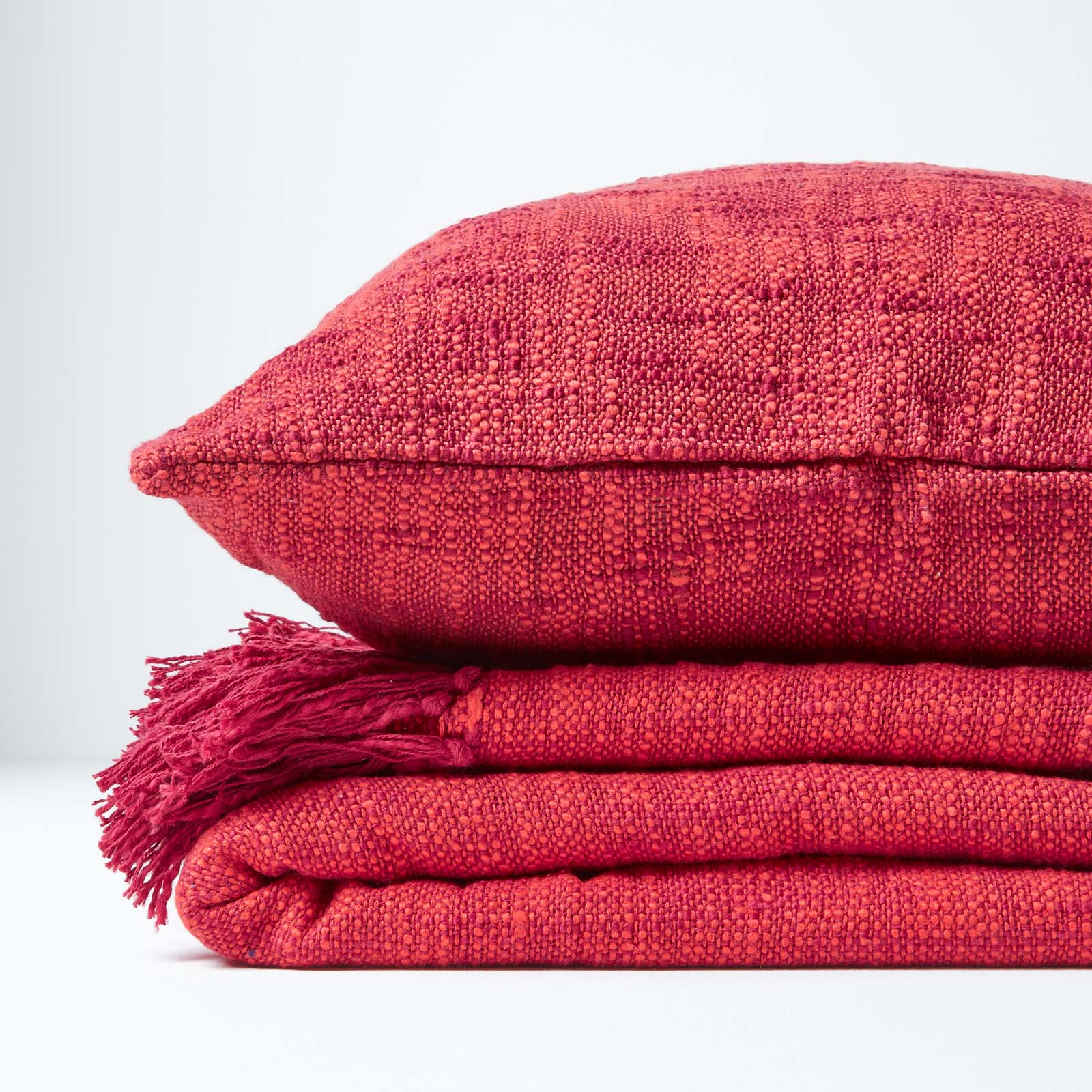 Nirvana Handwoven Slub Cotton Throw | 150cm x 200cm | Orange