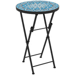 Mosaic Garden Table, 35.5cm Folding Coffee Table | Blue