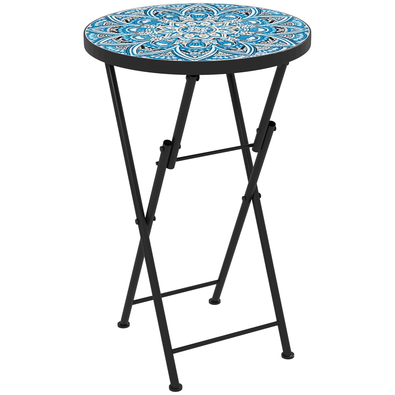 Mosaic Garden Table, 35.5cm Folding Coffee Table | Blue