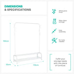 Livivo Clothes Rail Shoe Rack With 6 Hooks White Bedroom Storage Stand